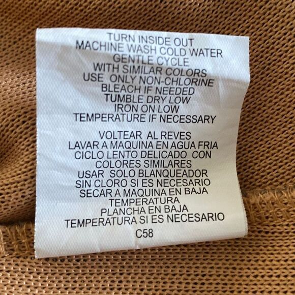 June & Hudson Women's Tan Knitted Puff Shoulder Ribbed Pullover Sweater Size S - Picture 5 of 7